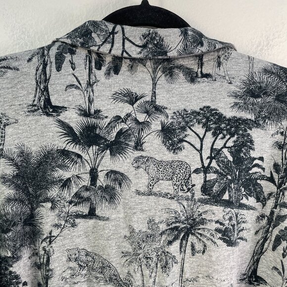 Jane Delancey Womens Plus 3X Button Up Shirt Gray Jungle Print Long Sleeve Top - Picture 9 of 9